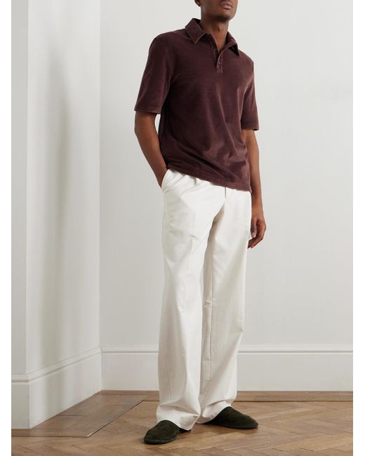Loro Piana Red Cotton And Silk-Blend Velour Polo Shirt for men