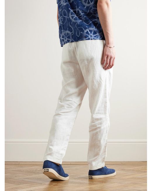 Polo Ralph Lauren White Tapered Linen-twill Drawstring Trousers for men