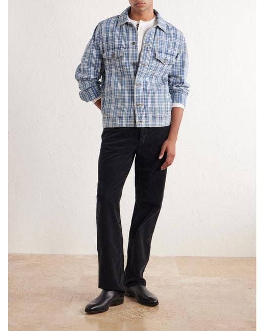 Burberry Blue Checked Denim Jacket for men