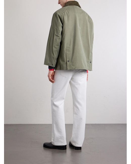 Barbour Green Bedale Corduroy-trimmed Waxed Woven Jacket for men