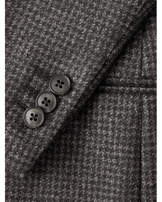 Saman Amel Black Double-breasted Houndstooth Wool Suit Jacket for men
