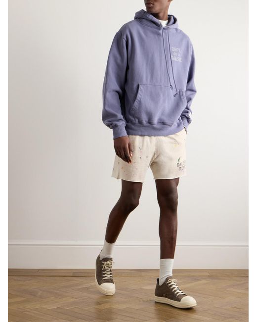GALLERY DEPT. Natural Insomnia Straight-leg Logo-print Paint-splattered Cotton-jersey Shorts for men