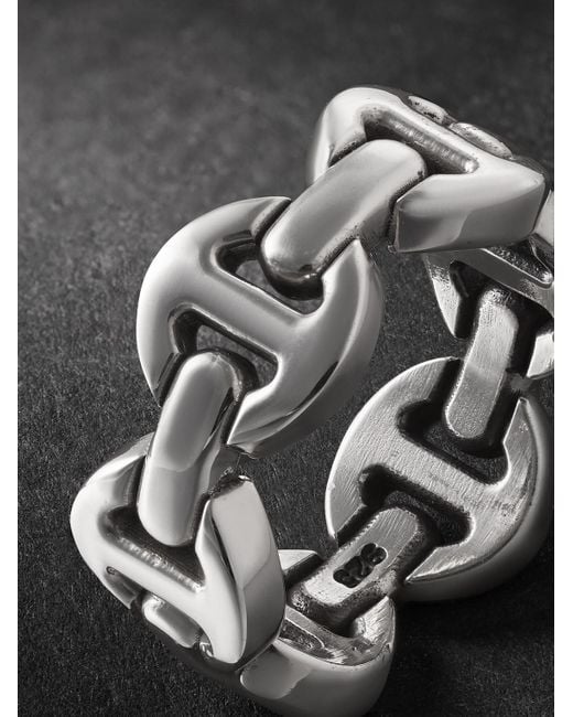 Hoorsenbuhs Black Tri-Link Sterling Ring for men