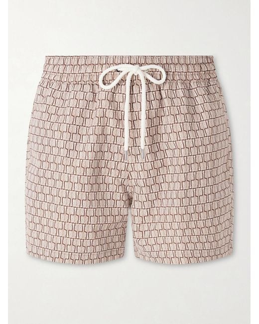Frescobol Carioca Pink Straight-leg Mid-length Printed Recycled Swim Shorts for men