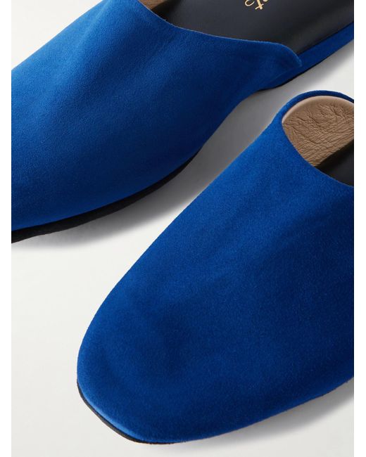 Charvet Blue Suede Slippers for men