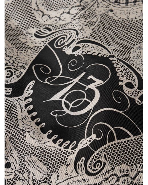 Acne Black Printed Silk-Twill Scarf for men