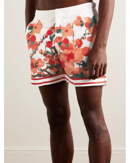 Orlebar Brown Red Bulldog Straight-leg Mid-length Floral-print Swim Shorts for men