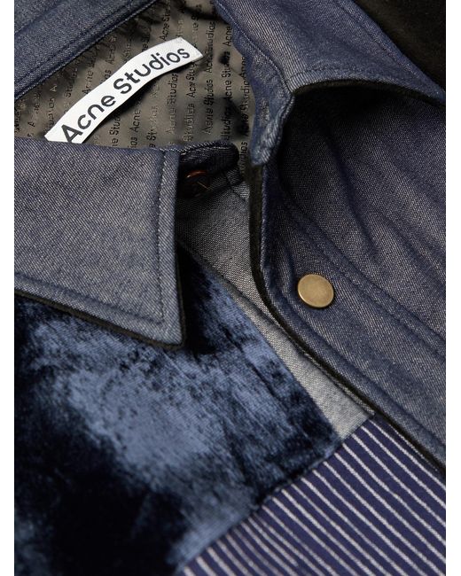 Acne Blue Patchwork Cotton-Blend Jacket for men