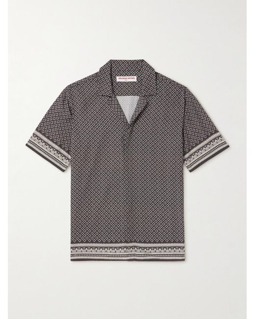 Orlebar Brown Gray Maitan Camp-Collar Printed Voile Shirt for men