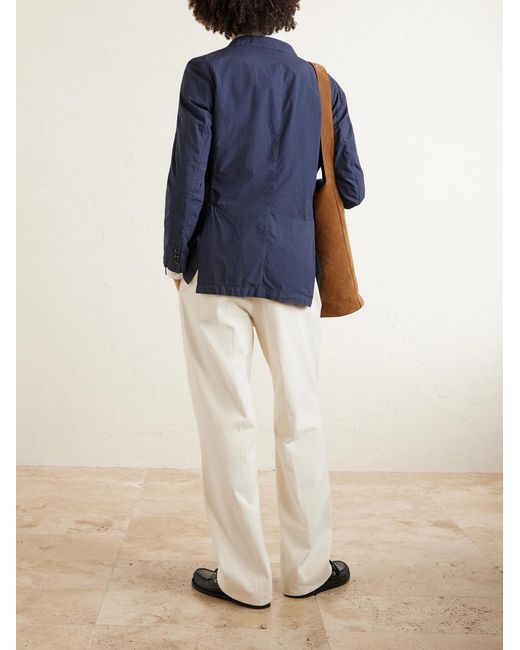 Barena Blue Borgo Tendon Crinkled Cotton-Poplin Blazer for men