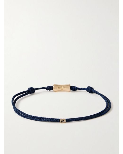 Luis Morais Blue 14-karat Gold And Cord Bracelet for men