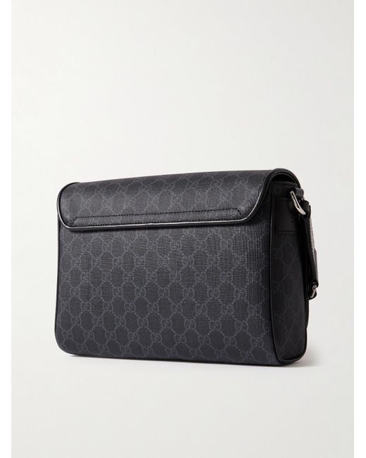 Gucci Black Monogrammed Coated-canvas And Leather Messenger Bag for men