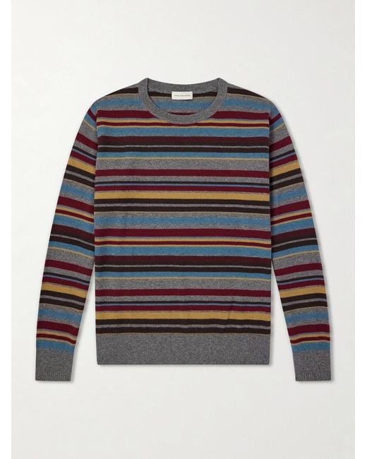 Dries Van Noten Blue Muroli Striped Cashmere Sweater for men