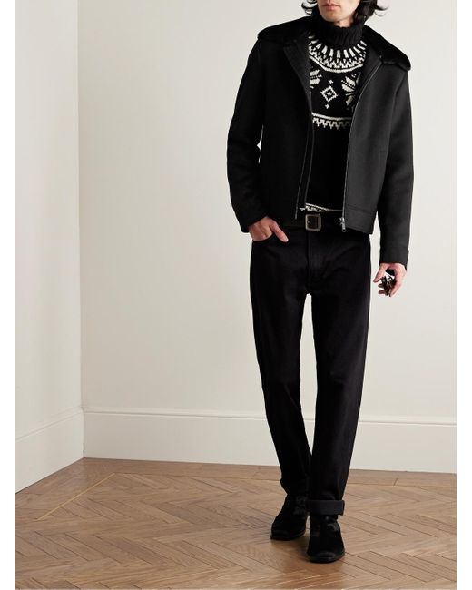 Yves Salomon Black Shearling-trimmed Wool And Cashmere-blend Jacket for men