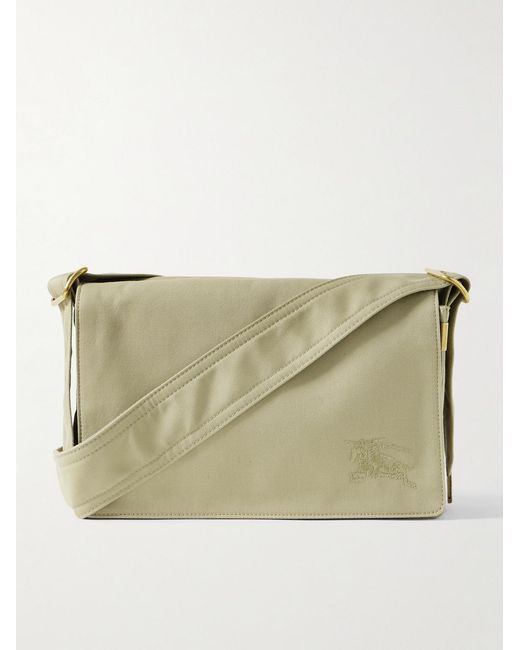 Burberry Natural Logo-Embroidered Gabardine Messenger Bag for men