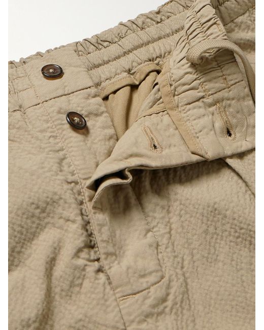 Universal Works Weit geschnittene Shorts aus Seersucker aus einer Baumwollmischung in Natural für Herren