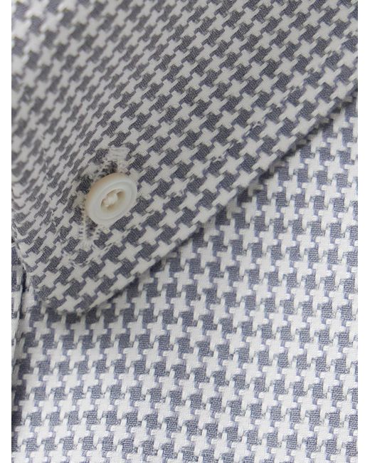Tom Ford Gray Slim-Fit Button-Down Collar Puppytooth Cotton And Lyocell-Blend Shirt for men