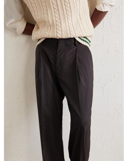 NN07 Blue Kay 10037 Straight-Leg Pleated Woven Trousers for men