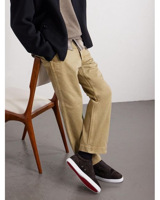 Christian Louboutin St Louis Slip-ons aus Veloursleder in Brown für Herren