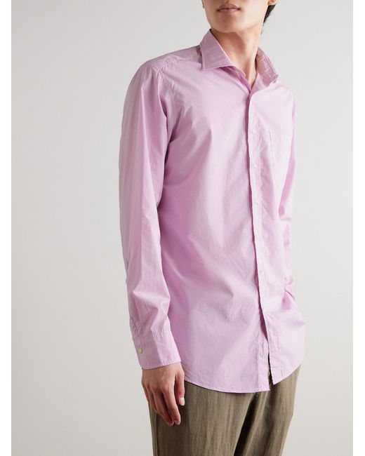 Spread-Collar Checked Cotton-Poplin Shirt di Sid Mashburn in Pink da Uomo