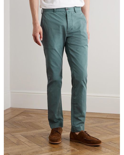Sid Mashburn Green Field Slim-Fit Tapered Garment-Dyed Cotton-Twill Trousers for men