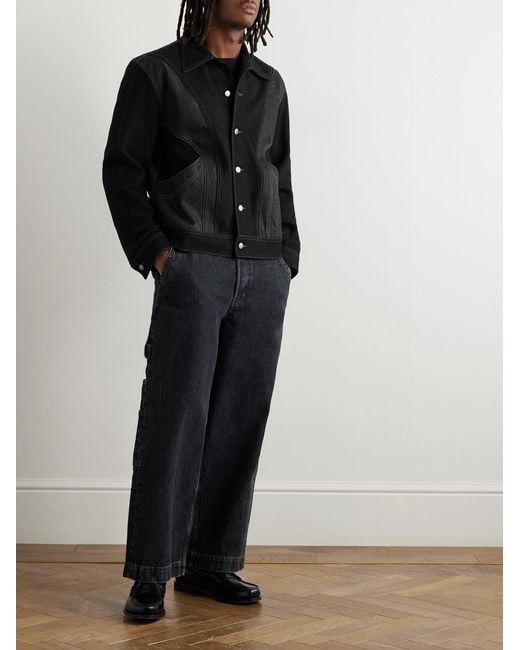Nicholas Daley Rebel Panelled Denim And Brushed-Wool Jacket in