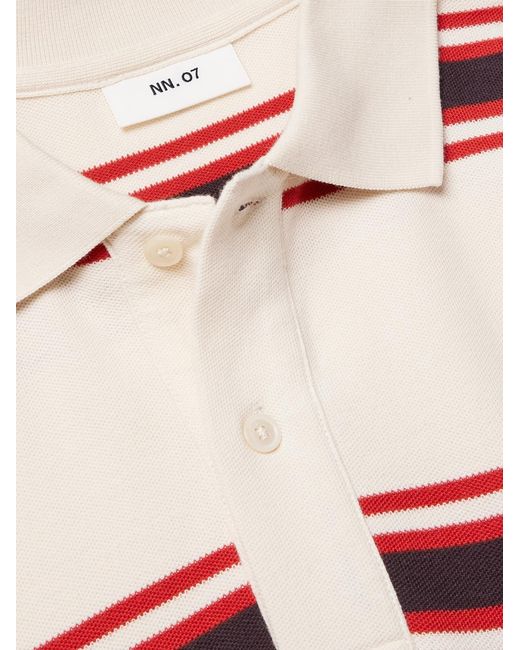 NN07 Red Valentin 30047 Striped Organic Cotton-Piqué Polo Shirt for men