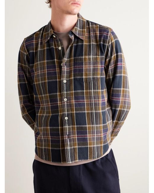 Corridor NYC Gray Tea Tree Checked Cotton Shirt for men