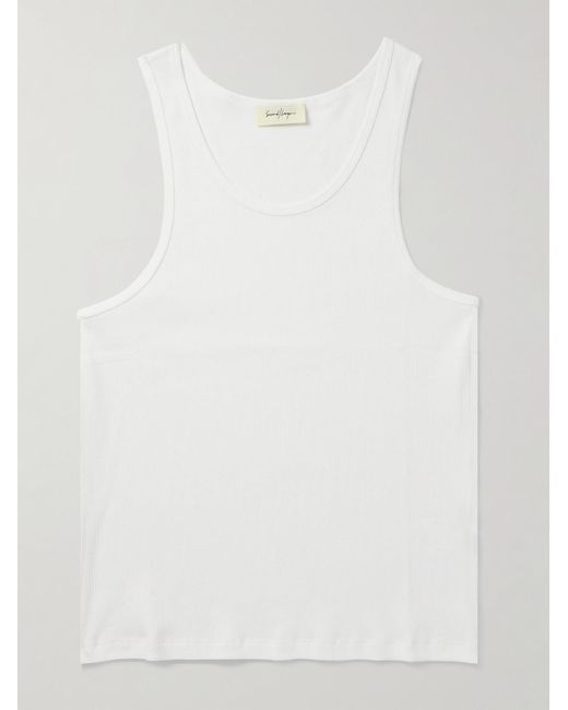 Second Layer White Los Niños Slim-Fit Ribbed Organic Cotton Tank for men