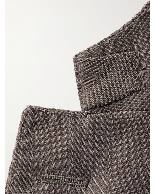 Boglioli Brown K-jacket Unstructured Herringbone Virgin Wool-blend Blazer for men