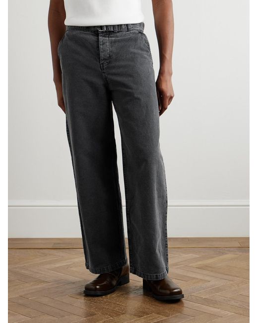 Our Legacy Gray Stern Straight-Leg Belted Cotton And Linen-Blend Canvas Trousers for men