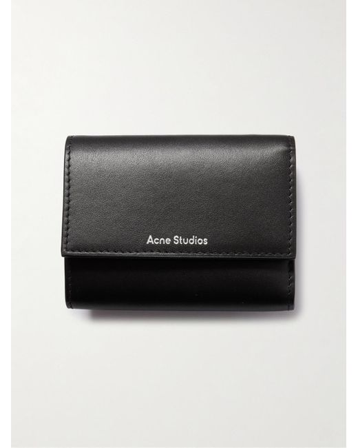 Acne Black Logo-print Leather Trifold Cardholder for men