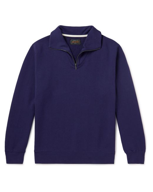 Beams Plus Blue Cotton-jersey Half-zip Sweatshirt for men