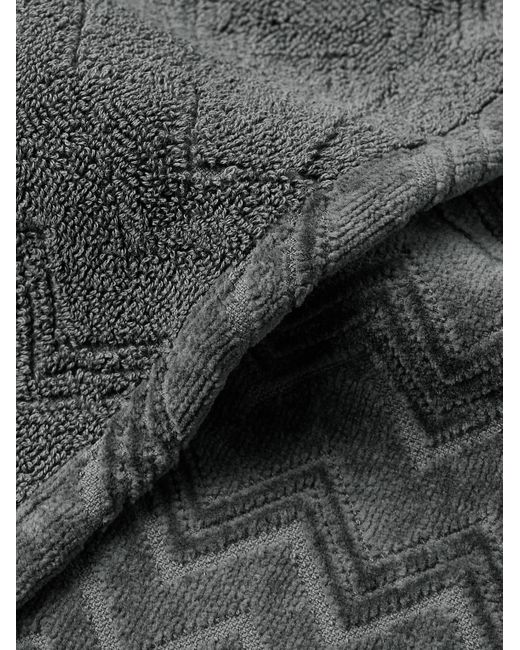 Missoni Chalk Morgenmantel aus Baumwollfrottee mit Jacquard-Streifenmuster und Kapuze in Gray für Herren