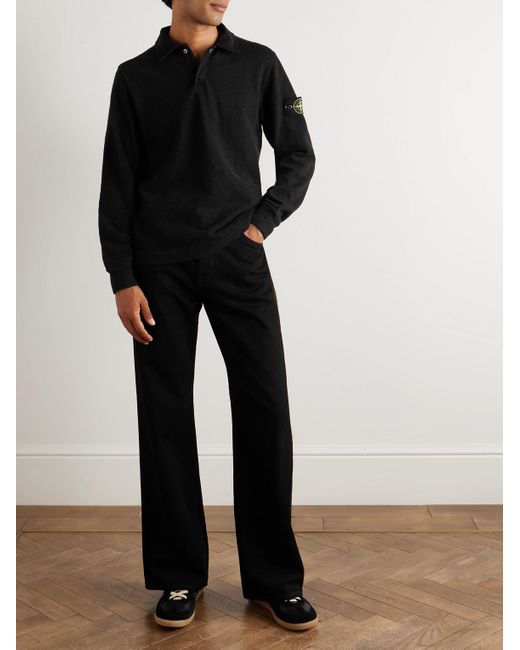 Stone Island Oberteil aus Baumwoll-Jersey mit Polokragen und Logodetail in Black für Herren