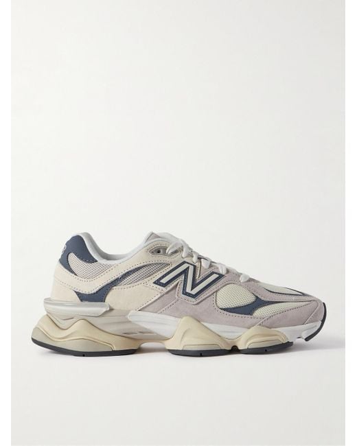 New Balance White 9060 Suede And Mesh Sneakers for men