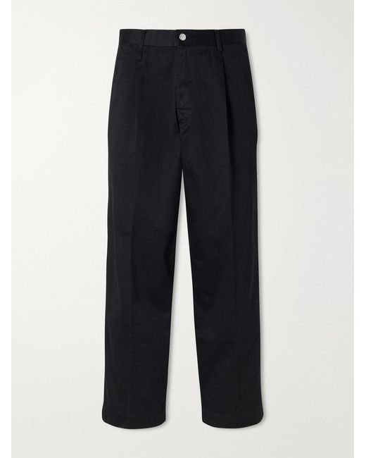 Human Made Blue Tapered Pleated Cotton-Canvas Trousers for men