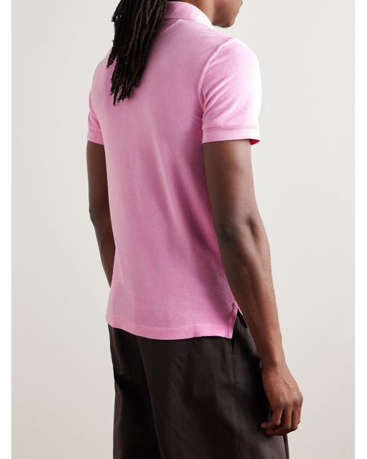 Tom Ford Pink Slim-Fit Cotton-Blend Terry Polo Shirt for men