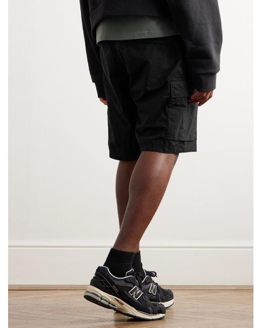 Stone Island Black Straight-leg Logo-appliquéd Cotton-blend Canvas Cargo Shorts for men
