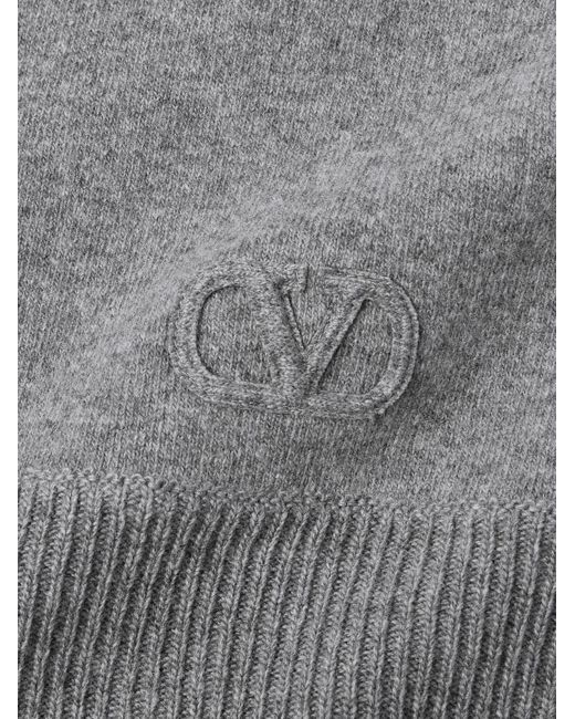 Valentino Garavani Gray Vlogo Logo-appliquéd Stretch-knit Sweater for men
