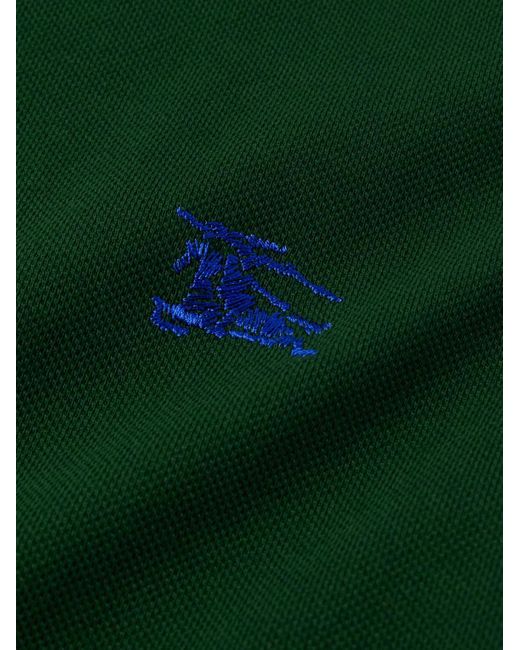 Burberry Green Logo-embroidered Cotton-piqué Polo Shirt for men