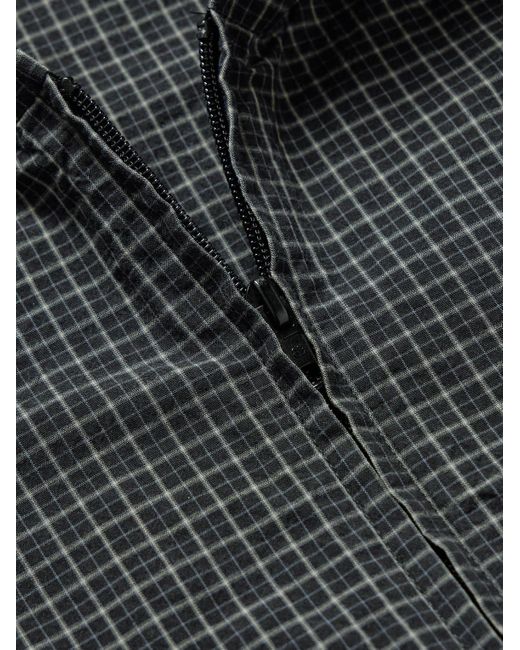 Balenciaga Black Distressed Logo-Print Checked Cotton-Twill And Jersey Hooded Jacket for men