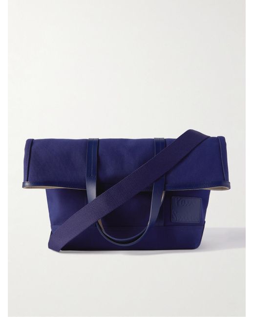 Paul Smith Blue Leather-trimmed Cotton-canvas Tote Bag for men