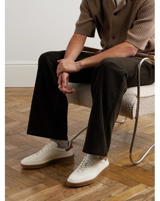 Loro Piana Natural Tennis Walk Suede-Trimmed Leather Sneakers for men