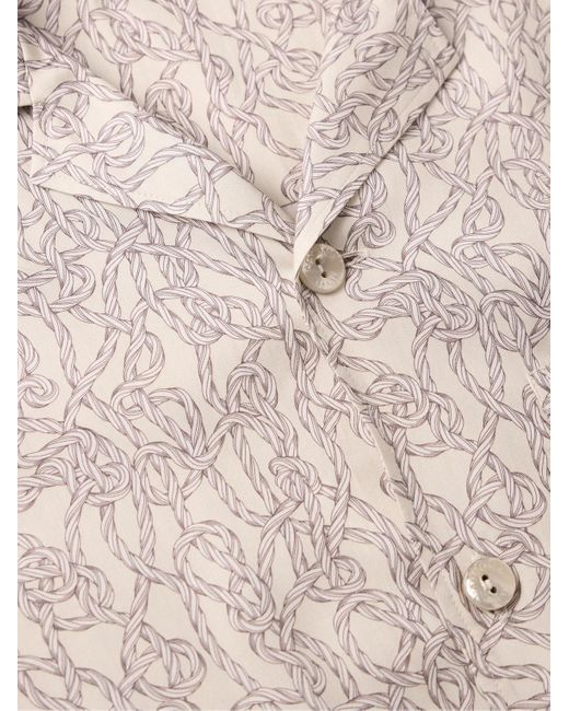Camicia in lyocell stampato con colletto aperto di Agnona in Natural da Uomo