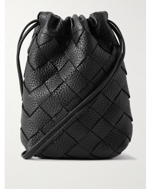Bottega Veneta Black Intrecciato Full-grain Leather Pouch for men
