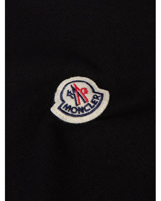 Felpa in jersey di cotone con logo applicato di Moncler in Black da Uomo