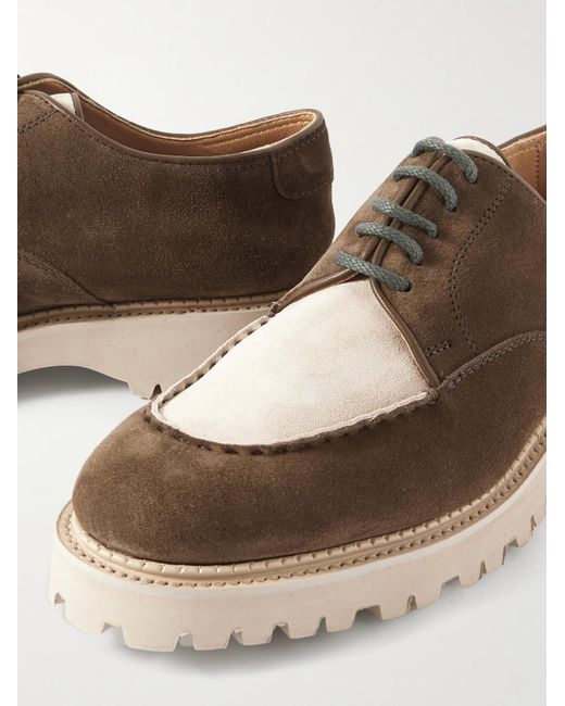 John Lobb Brown Land Rugged Suede Derby Shoes for men