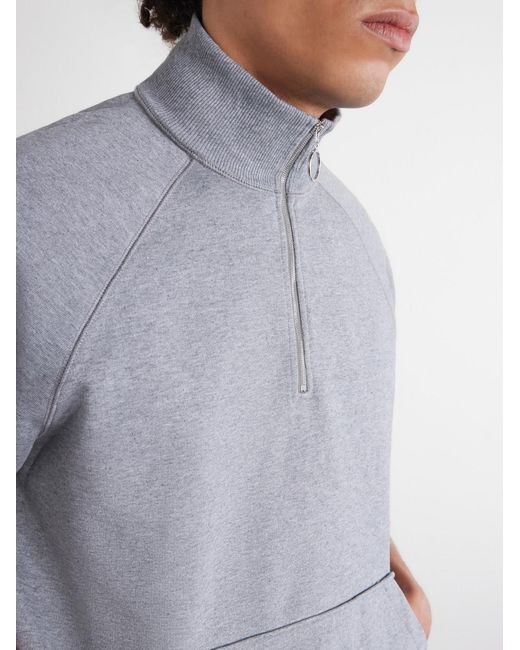 Drake's Gray Cotton-Jersey Half-Zip Sweater for men