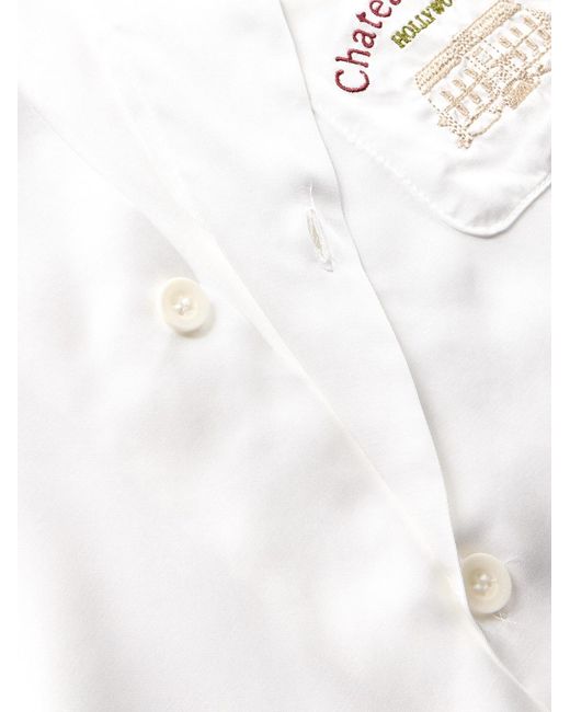 GALLERY DEPT. White Omar Camp-Collar Logo-Embroidered Cotton-Satin Shirt for men